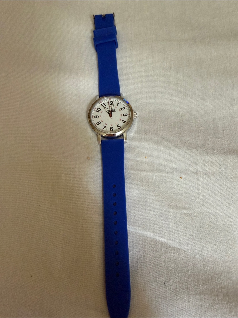 Speidel Blue Silicone Strap Watch with White Dial